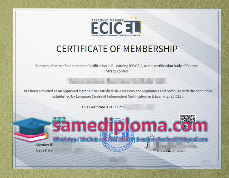 ECICEL Certificate sample How to order a replacement Certificate of ECICEL
